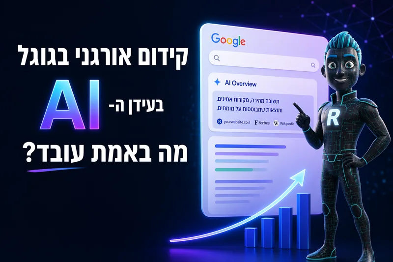 קידום אורגני בגוגל בעידן AI Overviews - מערכת תוכן AI שבונה נראות בתוצאות החיפוש